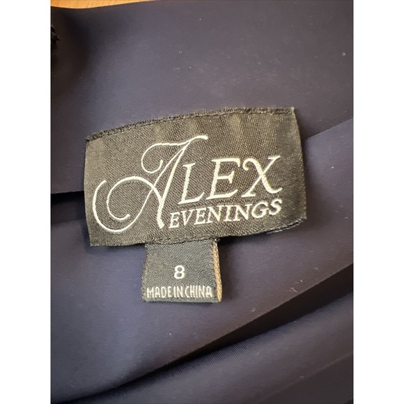 Alex Evenings Women's Short Faux-wrap Dress Hip Embellishment Blue Size 8 - Picture 3 of 6